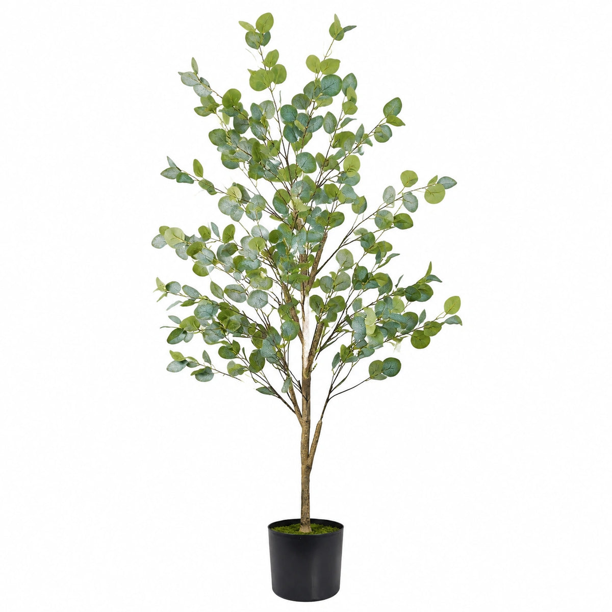 Arbre artificiel eucalyptus 180 cm feuillage vert en plastique pour intérieur