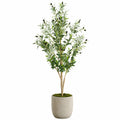 Arbre artificiel olivier 180 cm feuillage vert avec pot rond pour intérieur