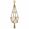Pot de fleurs suspendu 16 cm en céramique beige avec suspension macramé décorative