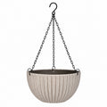 Jardinière suspendue 30 cm en ciment beige avec chaînes métalliques style texturé