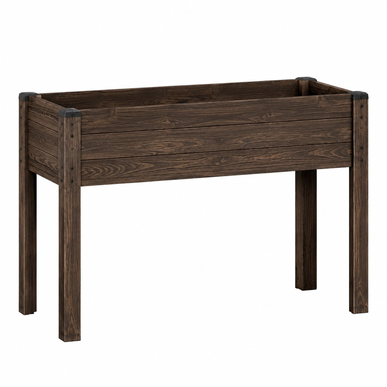 Jardinière surélevée 120 x 60 x 80 cm en bois brun foncé style rustique