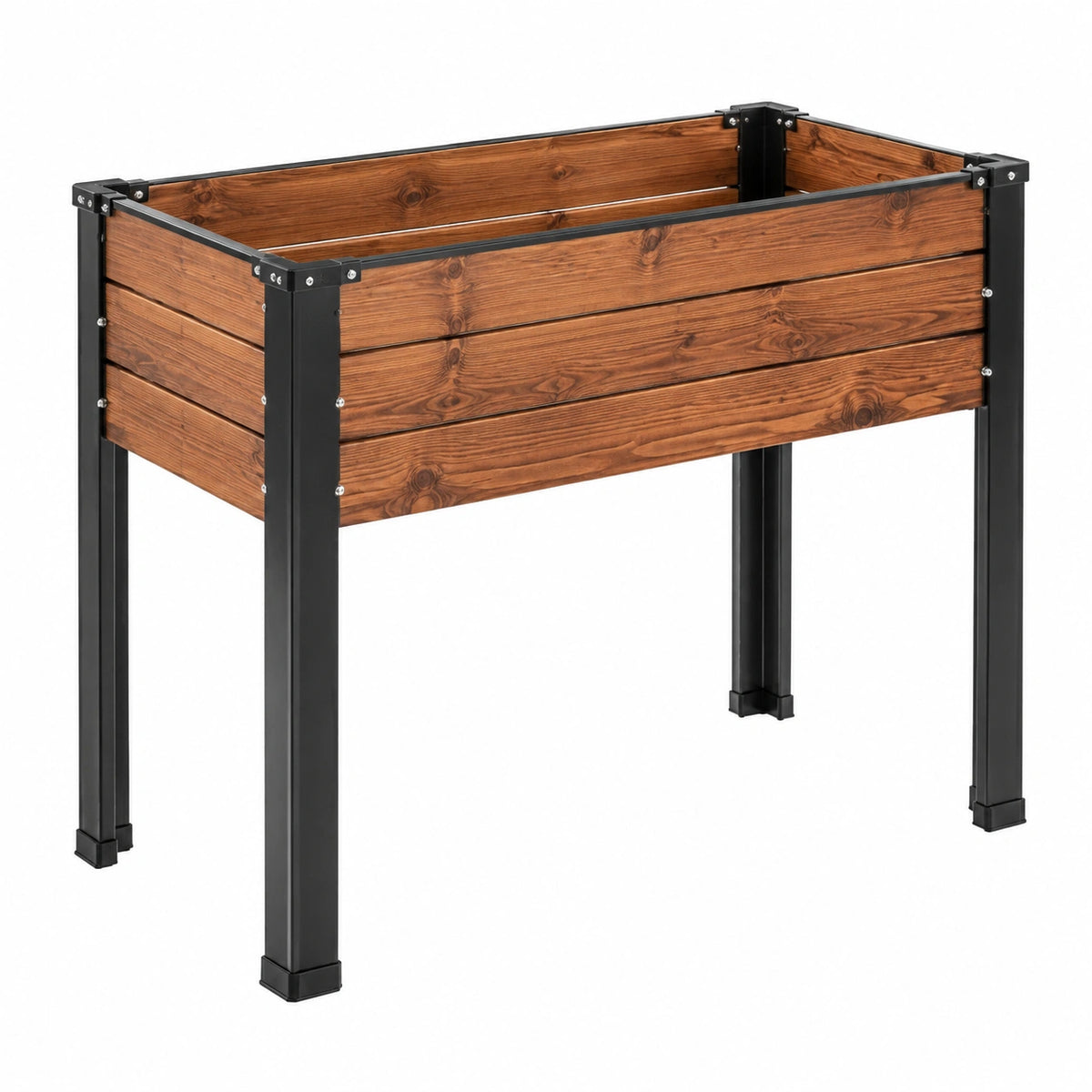 Jardinière surélevée 120 x 60 x 80 cm en bois et acier brun noir pour potager extérieur