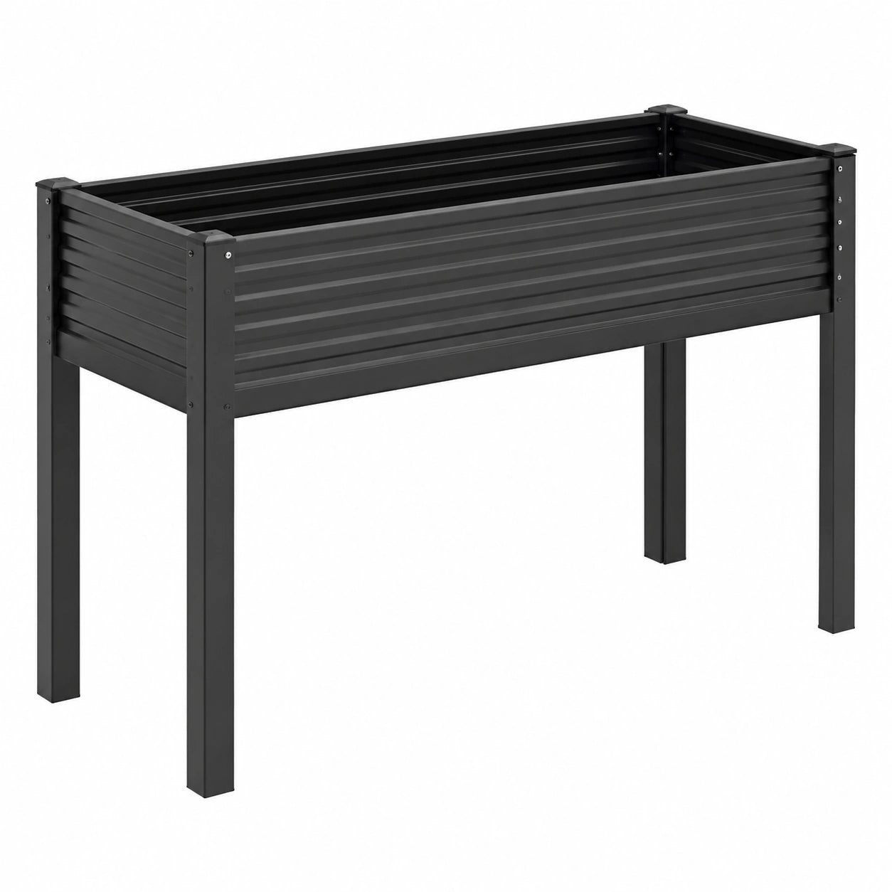 Jardinière surélevée 100 x 40 x 80 cm en acier noir pour jardin et balcon