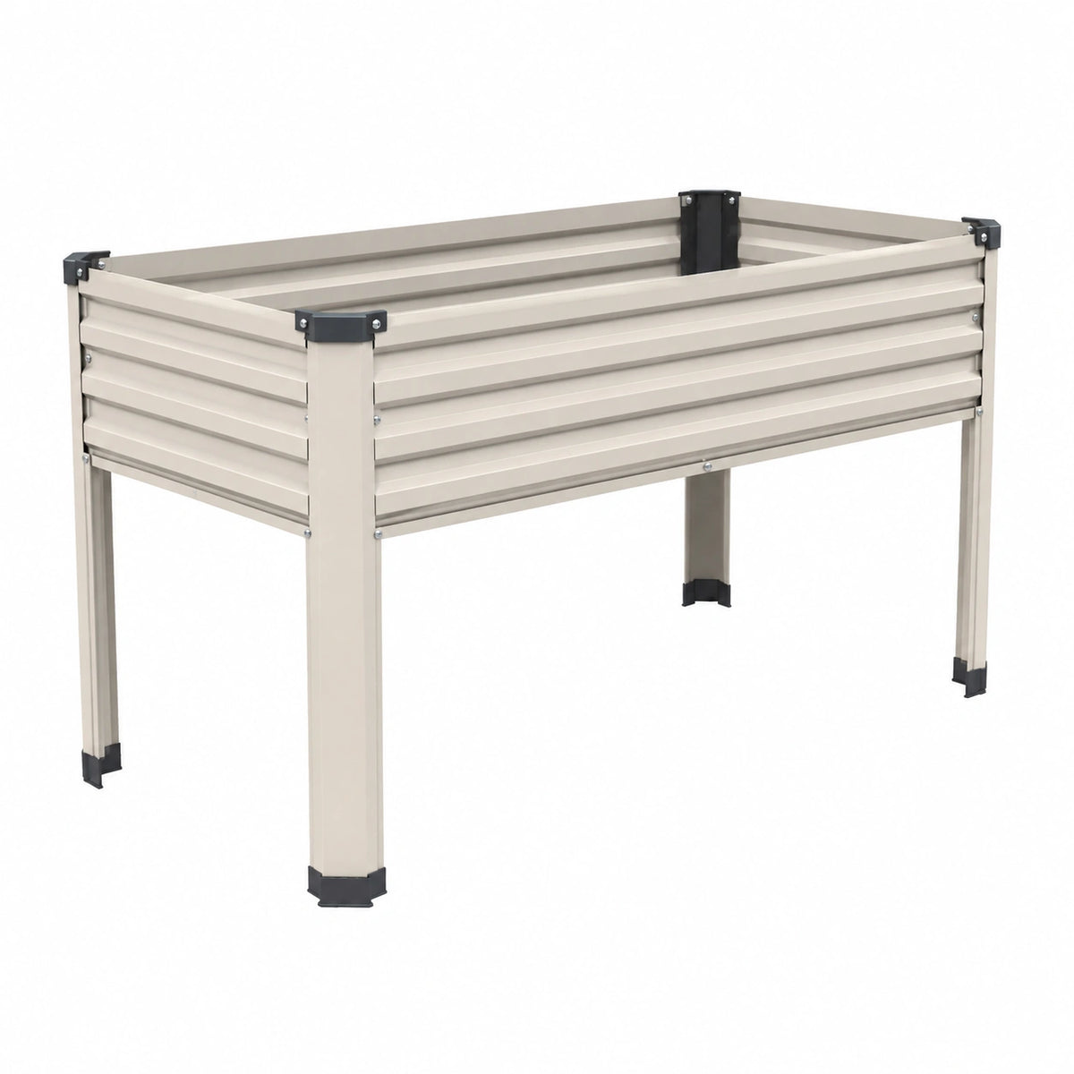 Jardinière surélevée 120 x 60 x 80 cm en acier beige pour culture extérieure