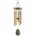 Carillon à vent 90 cm en métal doré et bois vert pour jardin style décoratif