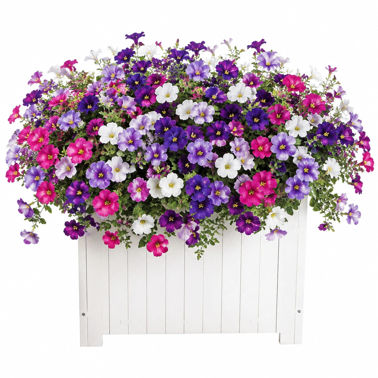 Jardinière fleurie artificielle 75 cm en plastique multicolore avec bac blanc - décoration intérieure et extérieure