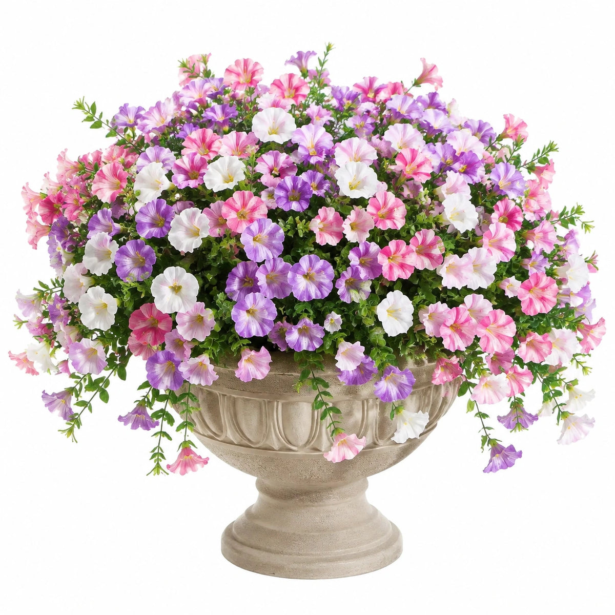 Plante artificielle en pot 55 cm fleurs rose violet blanc décorative