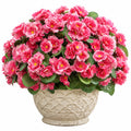 Plante artificielle en pot 45 cm fleurs roses et feuillage vert décoration intérieure