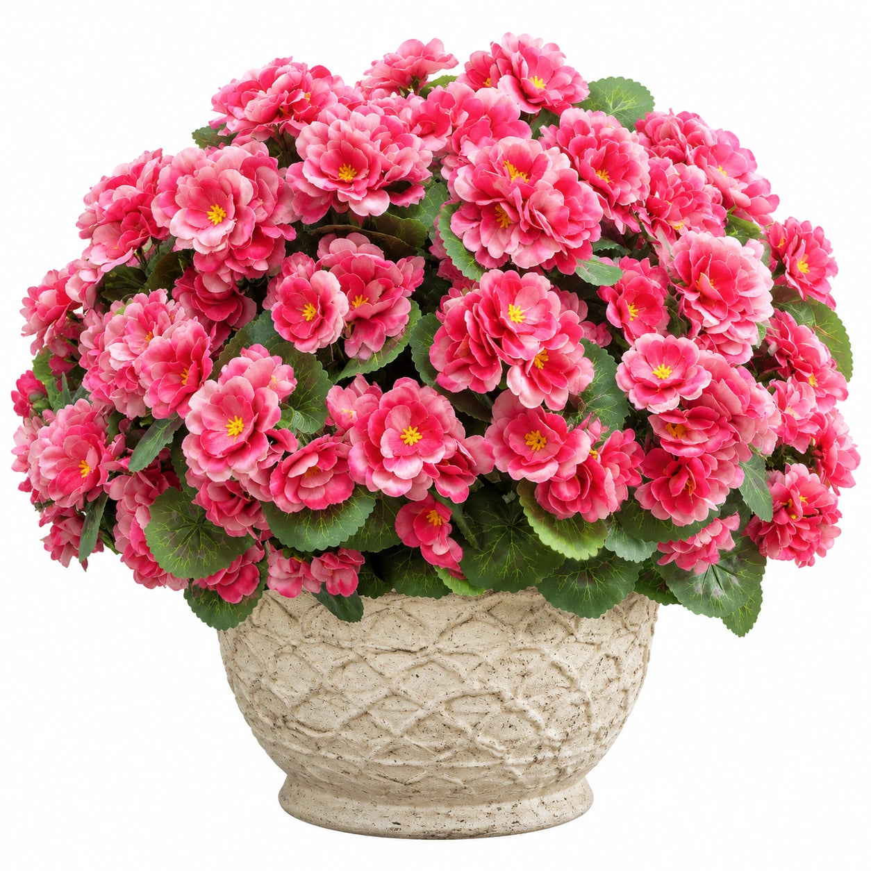 Plante artificielle en pot 45 cm fleurs roses et feuillage vert décoration intérieure