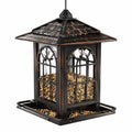 Mangeoire à oiseaux suspendue 25 x 25 x 35 cm en métal noir style lanterne pour jardin