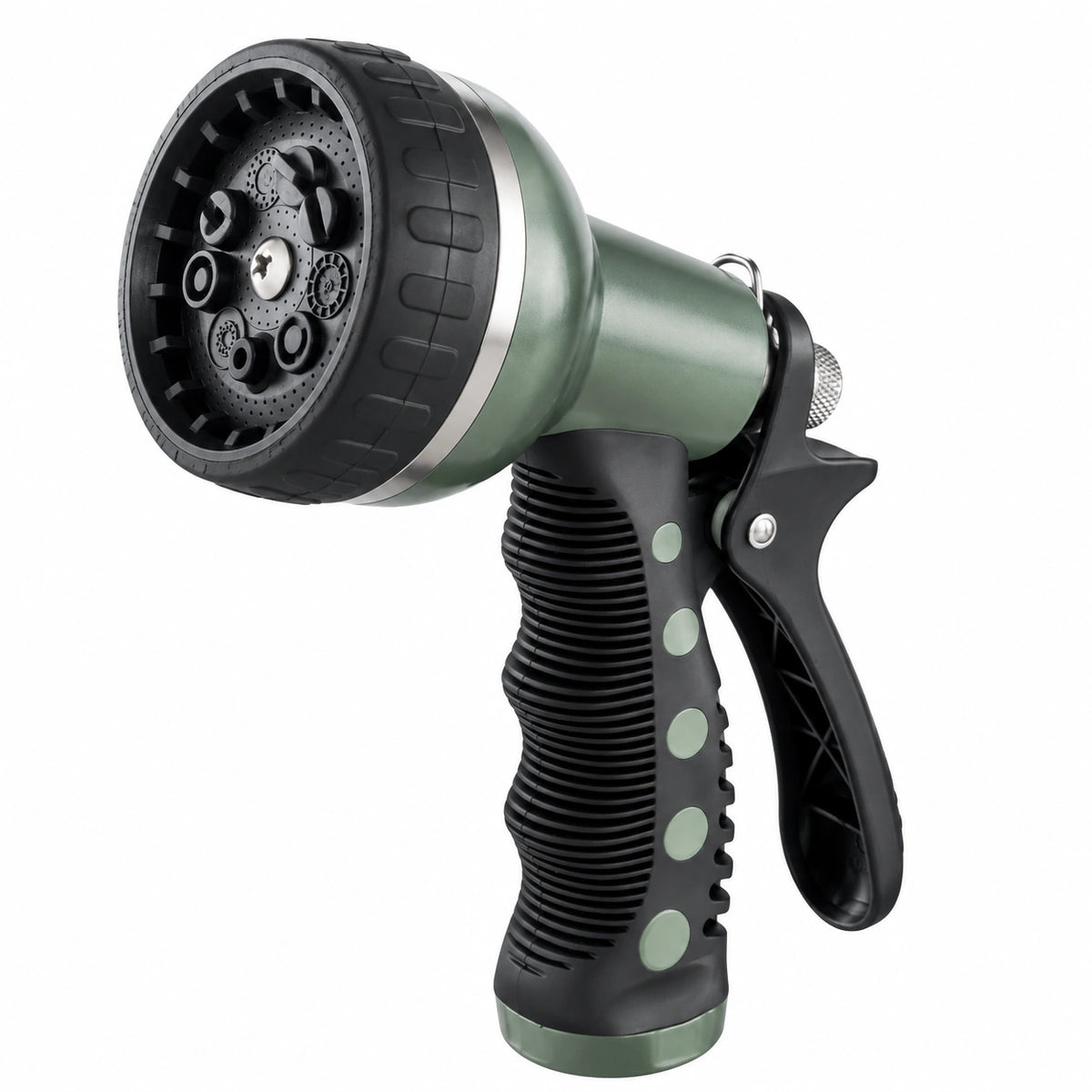 Pistolet d'arrosage 20 cm en plastique vert et noir à jets réglables pour jardin