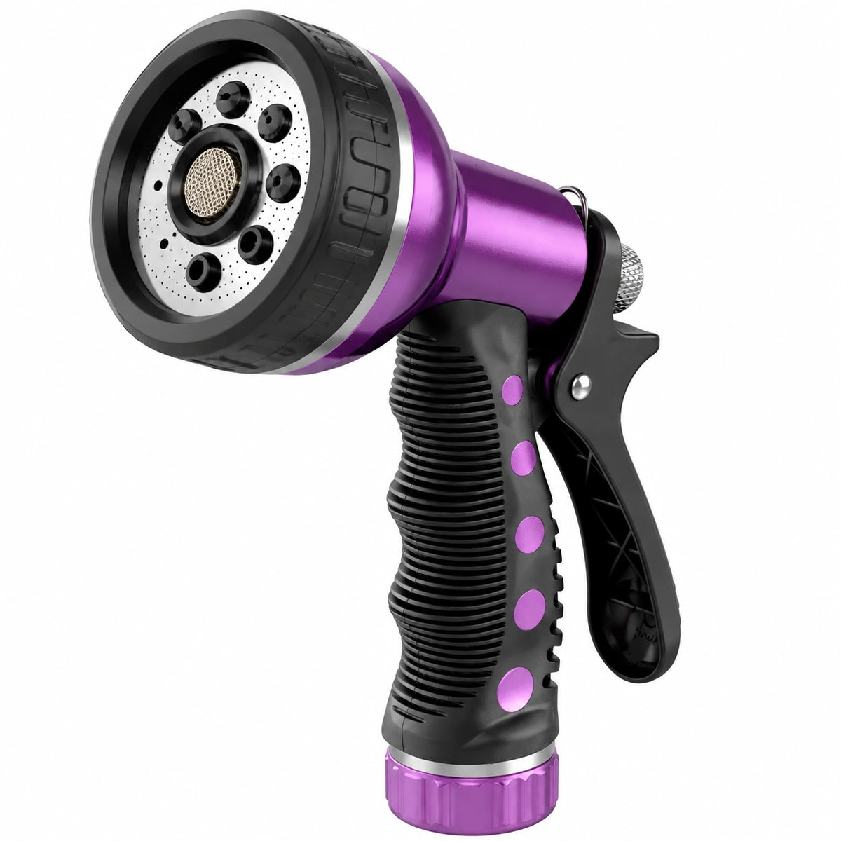 Pistolet d'arrosage 20 cm en plastique noir/violet à modes de jet réglables