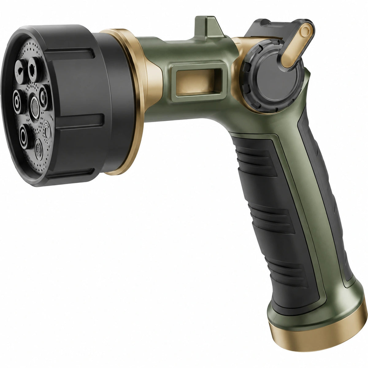 Pistolet d'arrosage 21 cm en plastique vert noir doré à modes de jet réglables