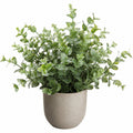 Plante artificielle eucalyptus en pot ciment 55 cm vert beige décorative