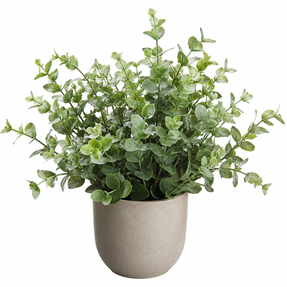 Plante artificielle eucalyptus en pot ciment 55 cm vert beige décorative